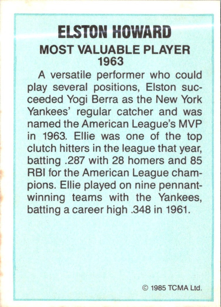1985 TCMA Most Valuable Players American League Elston Howard