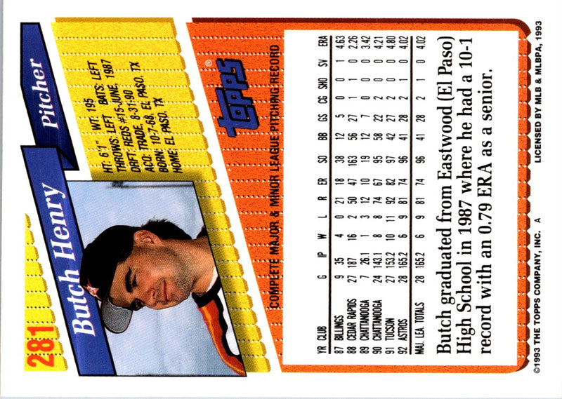 1993 Topps Inaugural Marlins Butch Henry