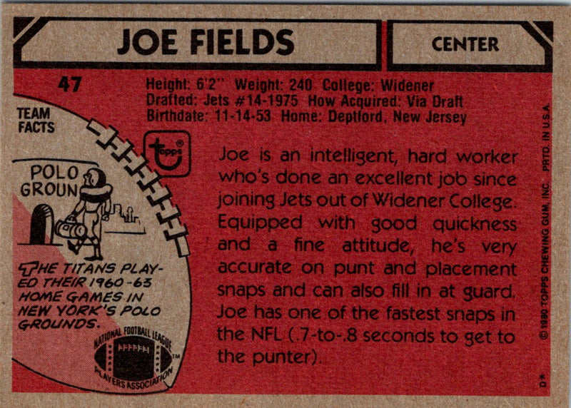 1980 Topps Joe Fields