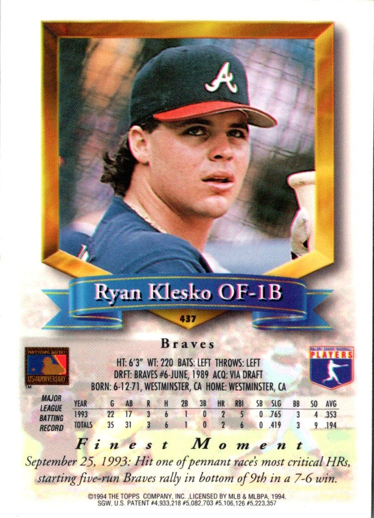 1994 Finest Ryan Klesko