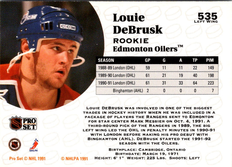 1991 Pro Set Louie DeBrusk