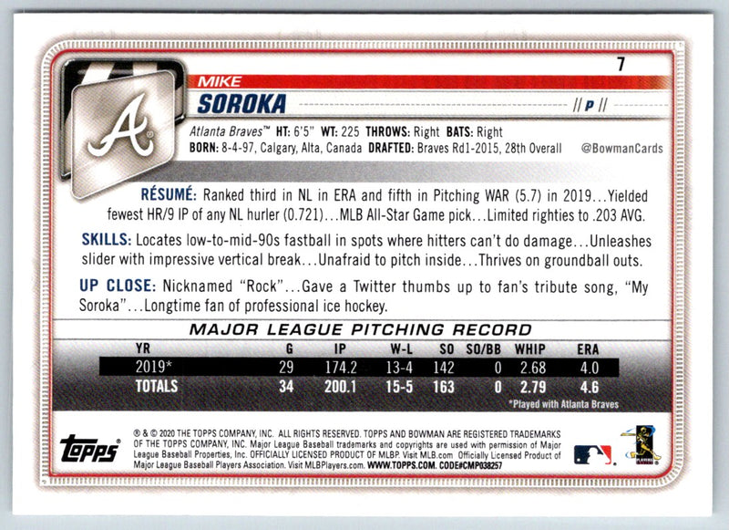 2020 Bowman Mike Soroka