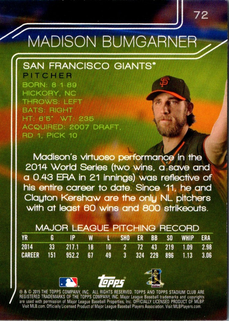 2015 Stadium Club Madison Bumgarner