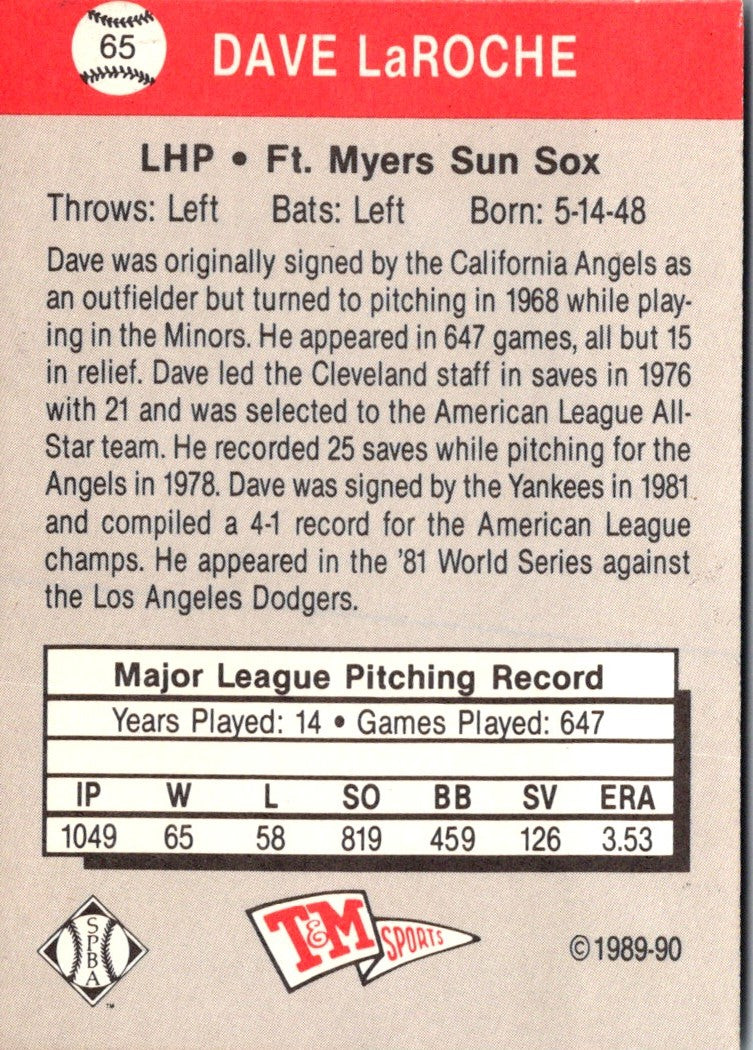 1989 T&M Senior League Dave LaRoche