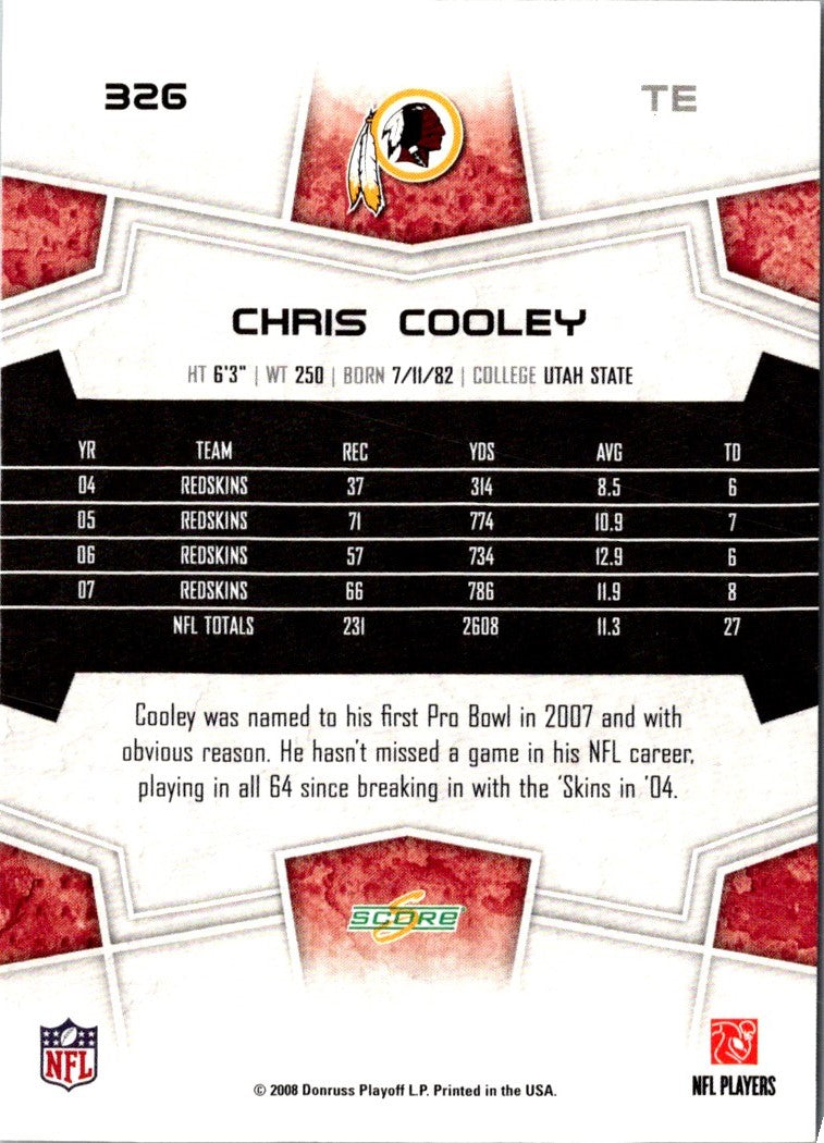 2008 Score Super Bowl XLIII Chris Cooley