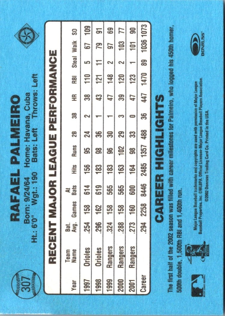 2002 Donruss Originals Rafael Palmeiro