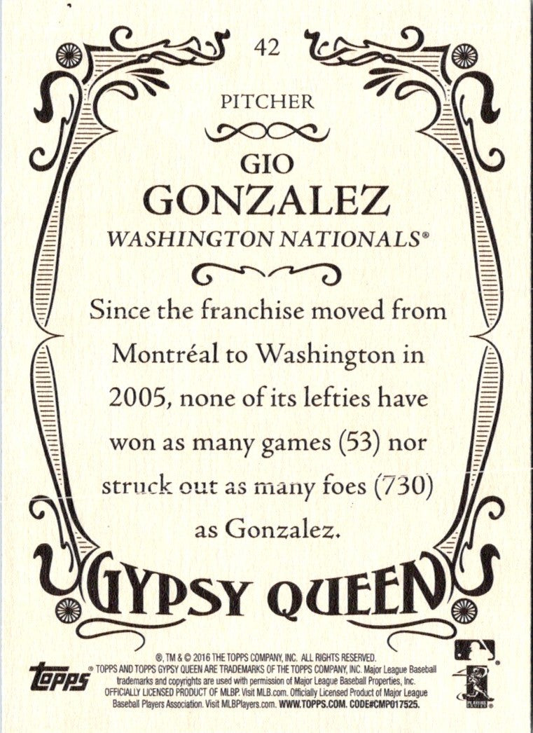 2016 Topps Gypsy Queen Gio Gonzalez