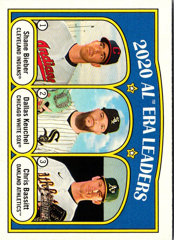 2021 Topps Heritage 2020 AL ERA Leaders - Chris Bassitt/Dallas Keuchel/Shane Bieber LL #92