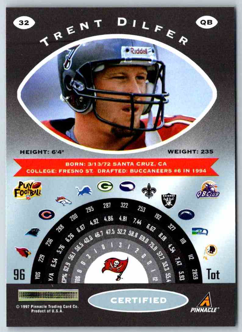 1997 Pinnacle Certified NFL Trent Dilfer