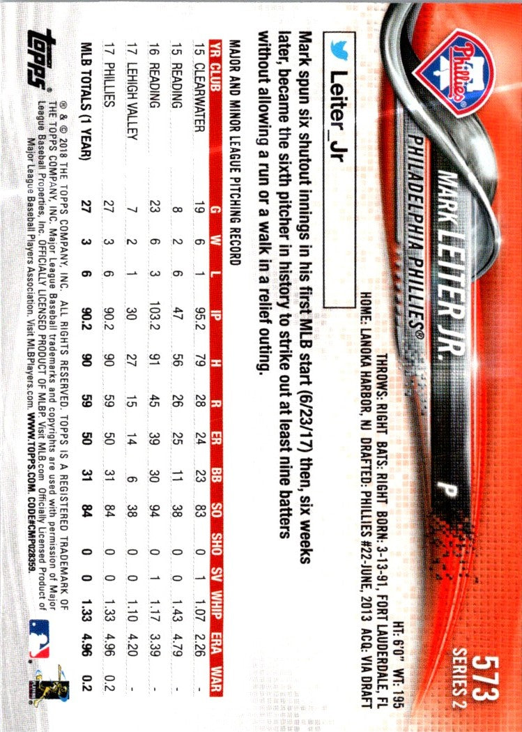 2018 Topps Mark Leiter Jr.