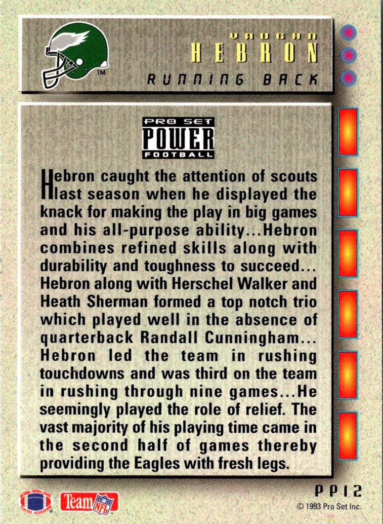 1993 Pro Set Power Update Prospects Vaughn Hebron