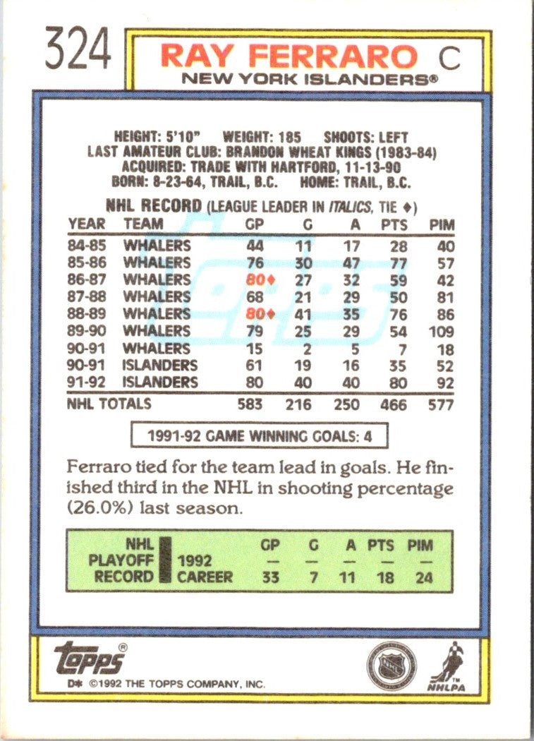 1992 Topps Ray Ferraro