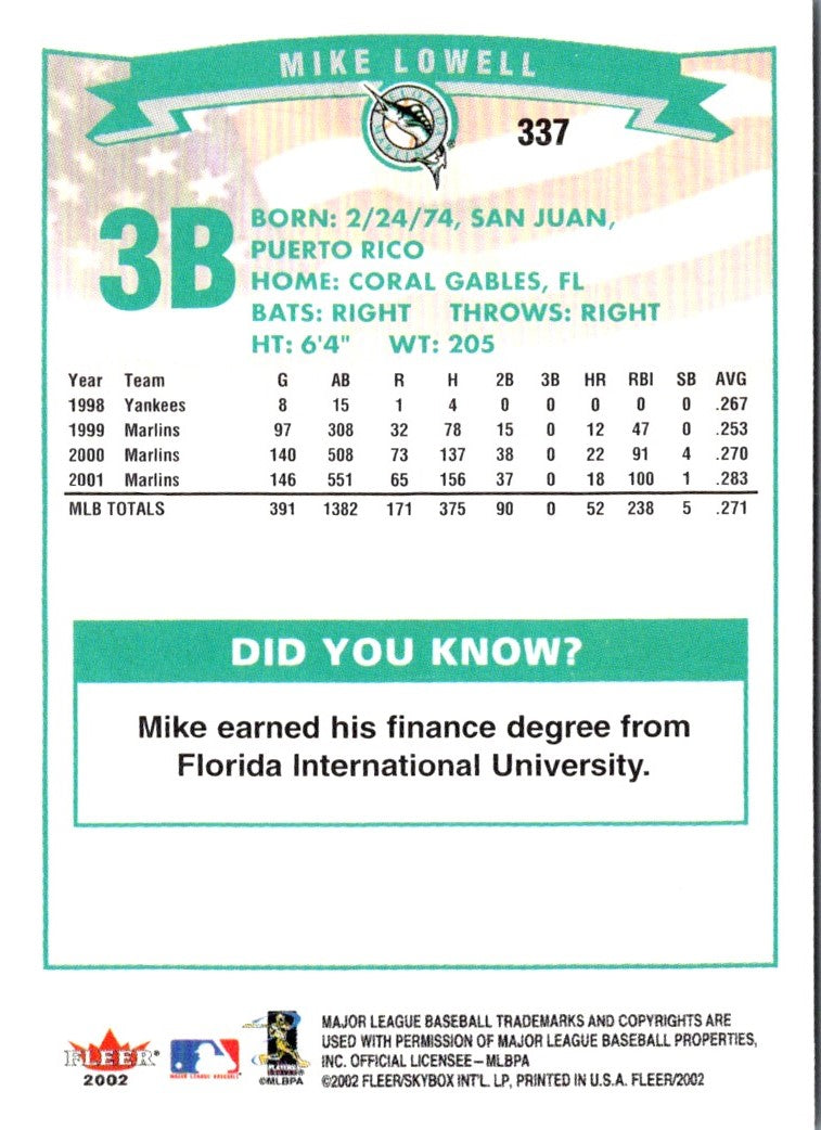 2002 Fleer Mike Lowell