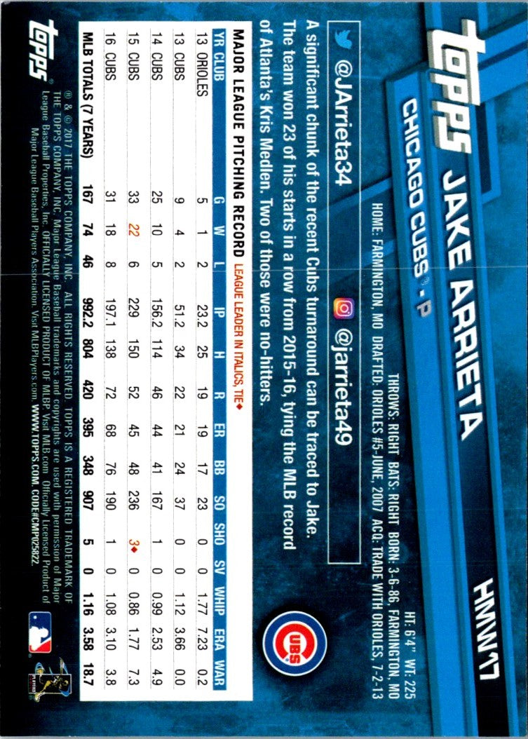 2017 Topps Holiday Jake Arrieta