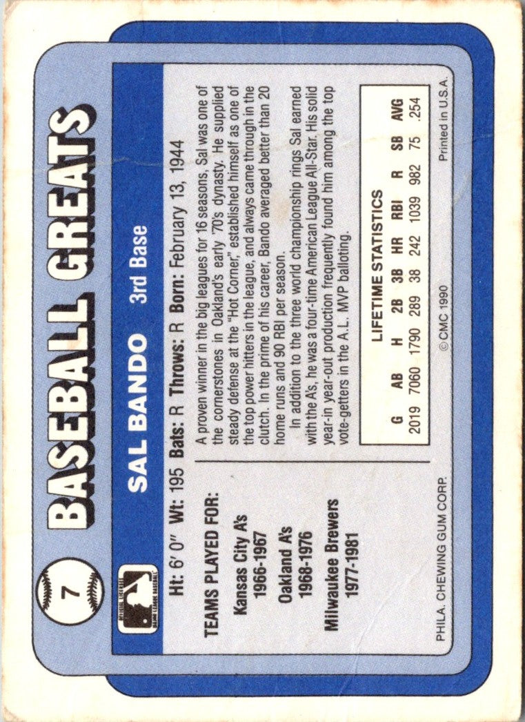 1990 Swell Baseball Greats Sal Bando