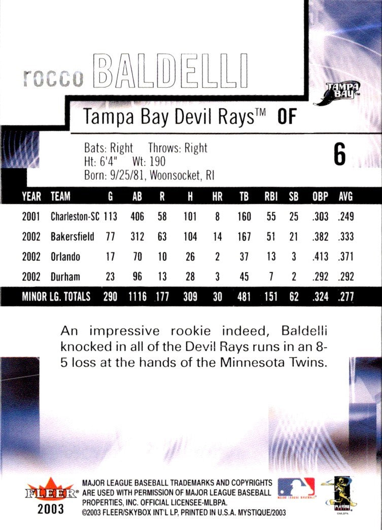 2003 Fleer Mystique Rocco Baldelli