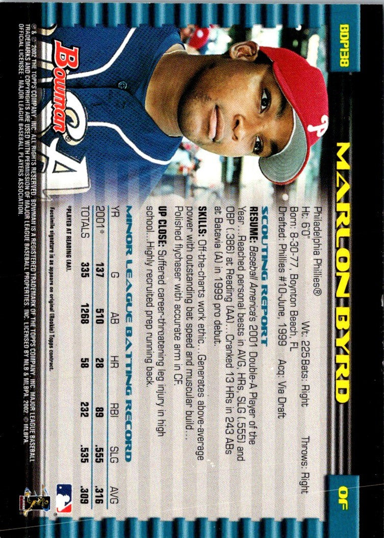 2002 Bowman Draft Picks & Prospects Marlon Byrd