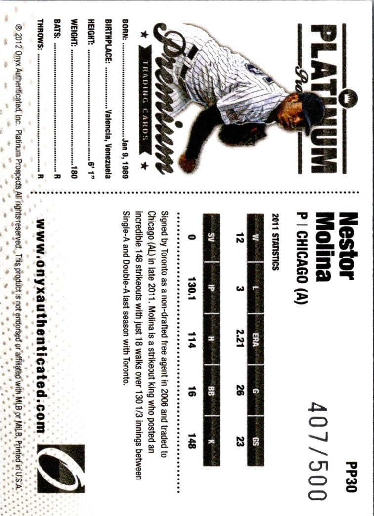2012 Onyx Platinum Prospects Nestor Molina