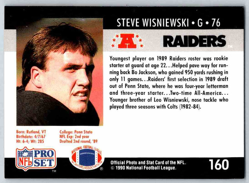 1990 Pro Set Super Bowl XXV Binder Raiders Steve Wisniewski