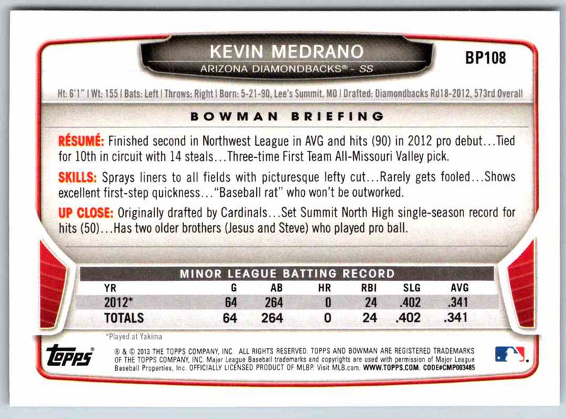 2013 Bowman Kevin Medrano