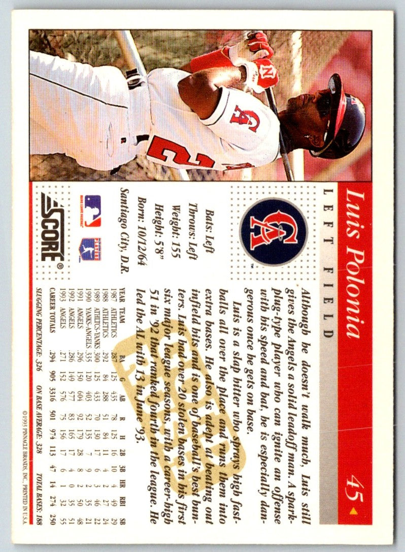 1993 Score Luis Polonia/Stan Javier