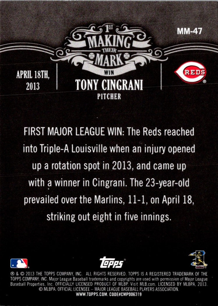 2013 Topps Update Making Their Mark Tony Cingrani