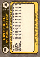 1981 Fleer Dave Edler #610 Rookie