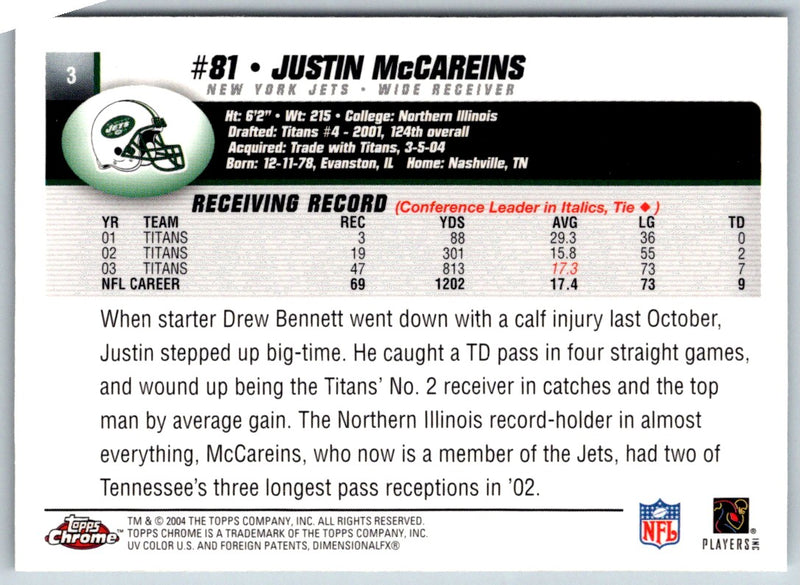 2004 Topps Chrome Justin McCareins