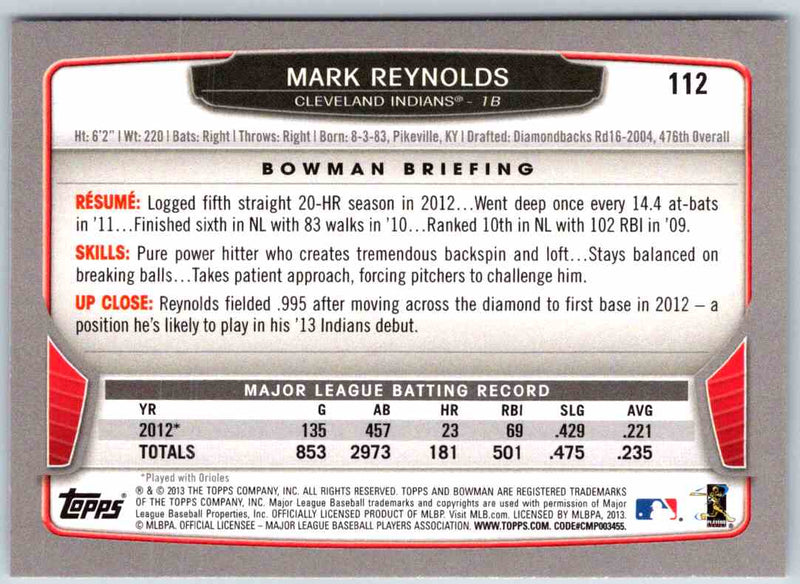 2014 Bowman Mark Reynolds