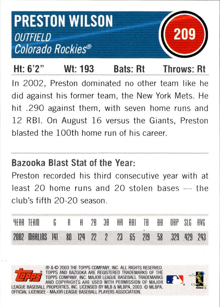 2003 Bazooka Preston Wilson