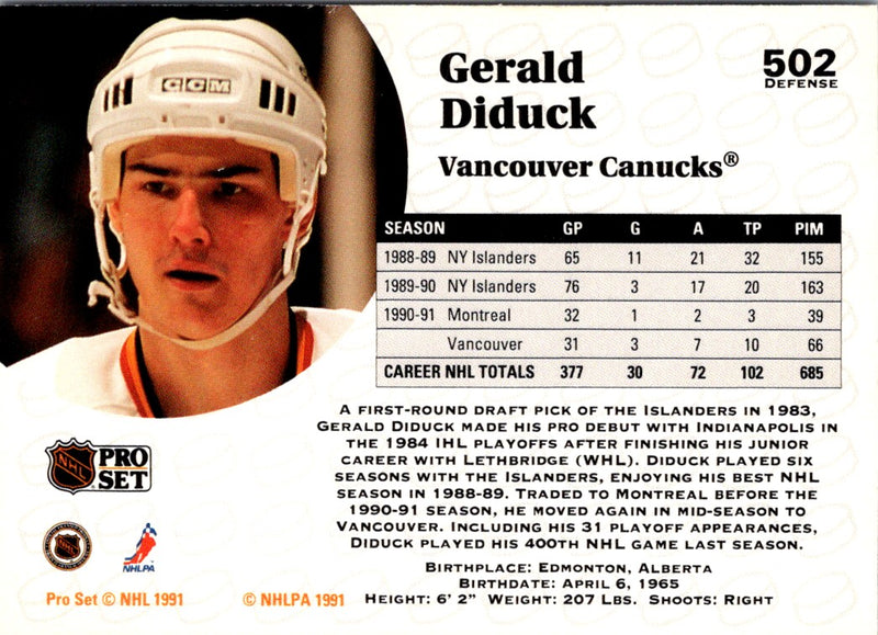 1991 Pro Set Gerald Diduck