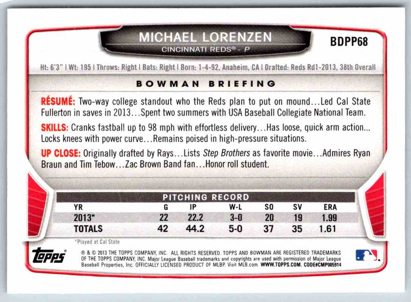 2014 Bowman Michael Lorenzen