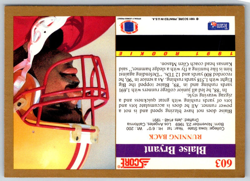 1991 Score Blaise Bryant