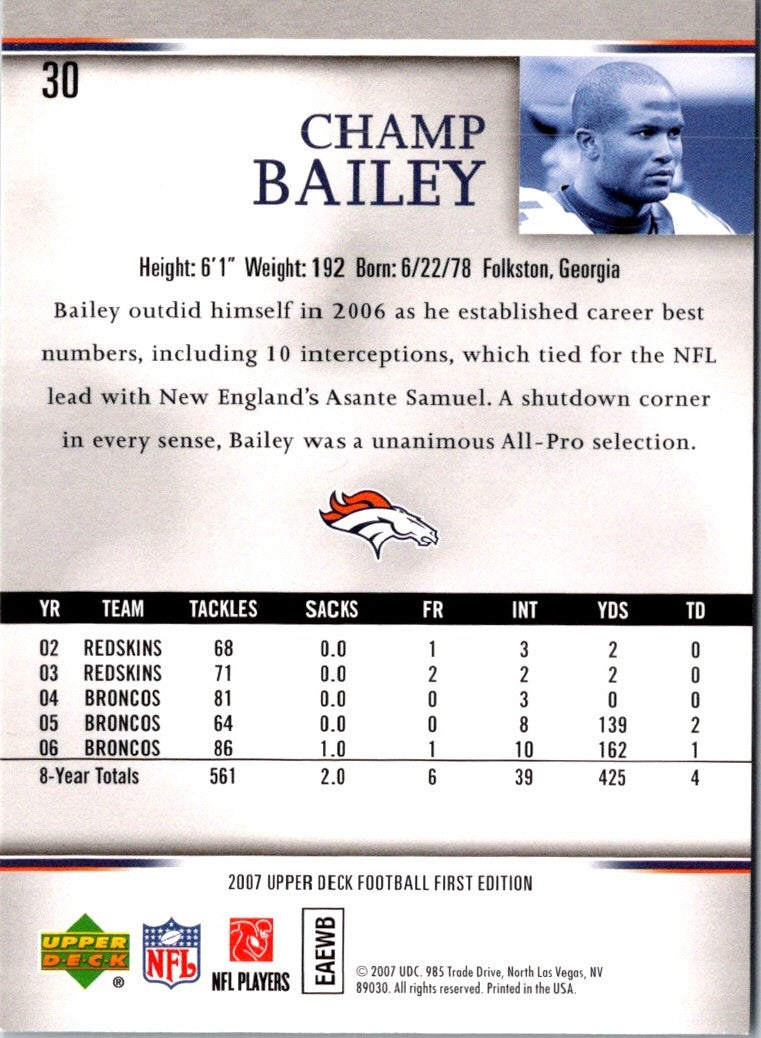 2007 Upper Deck First Edition Champ Bailey