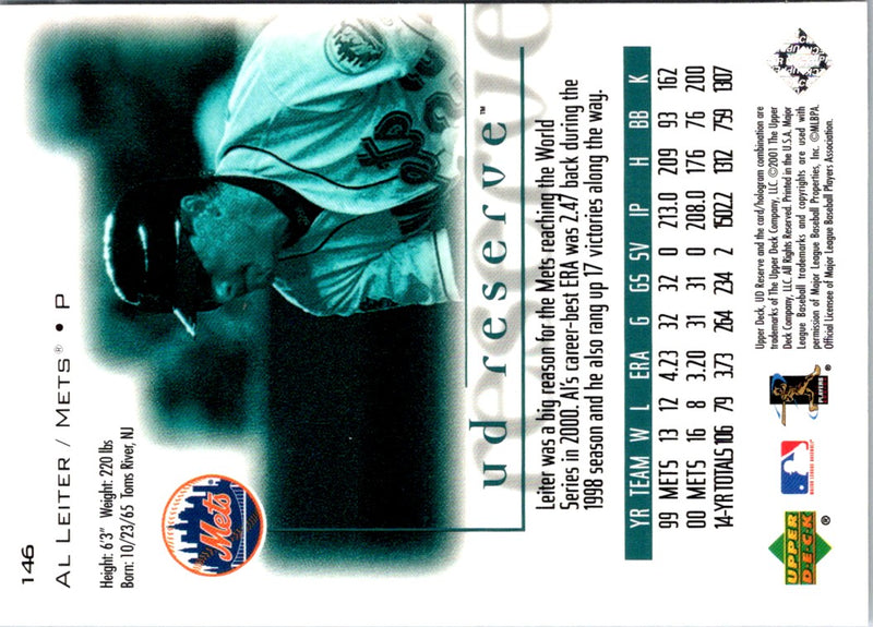 2001 UD Reserve Al Leiter