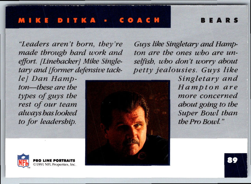 1991 Pro Line Portraits Mike Ditka