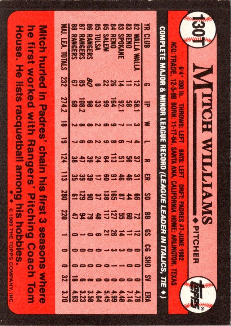 1989 Topps Traded Mitch Williams