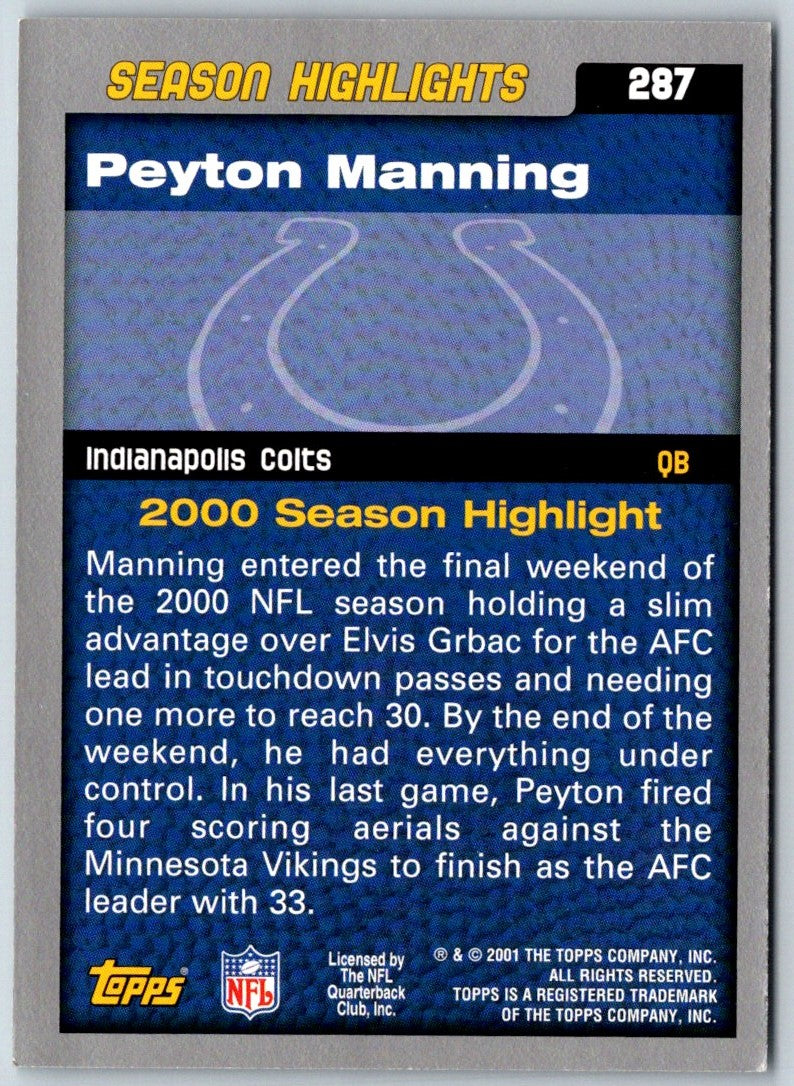 2001 Topps Peyton Manning