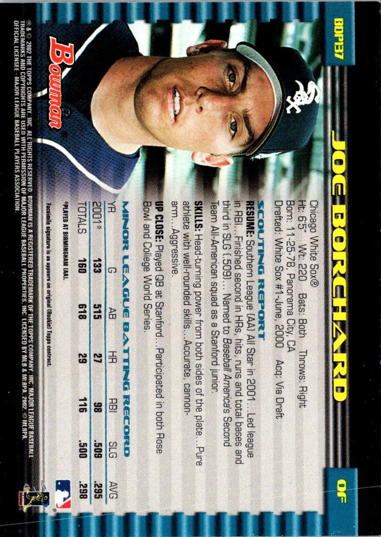 2002 Bowman Draft Picks & Prospects Joe Borchard