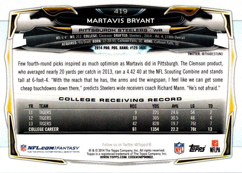 2014 Topps Martavis Bryant