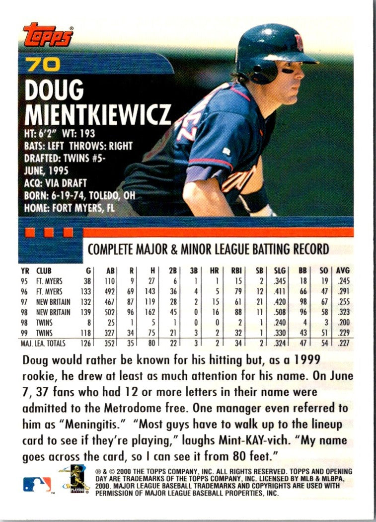 2000 Topps Opening Day Doug Mientkiewicz