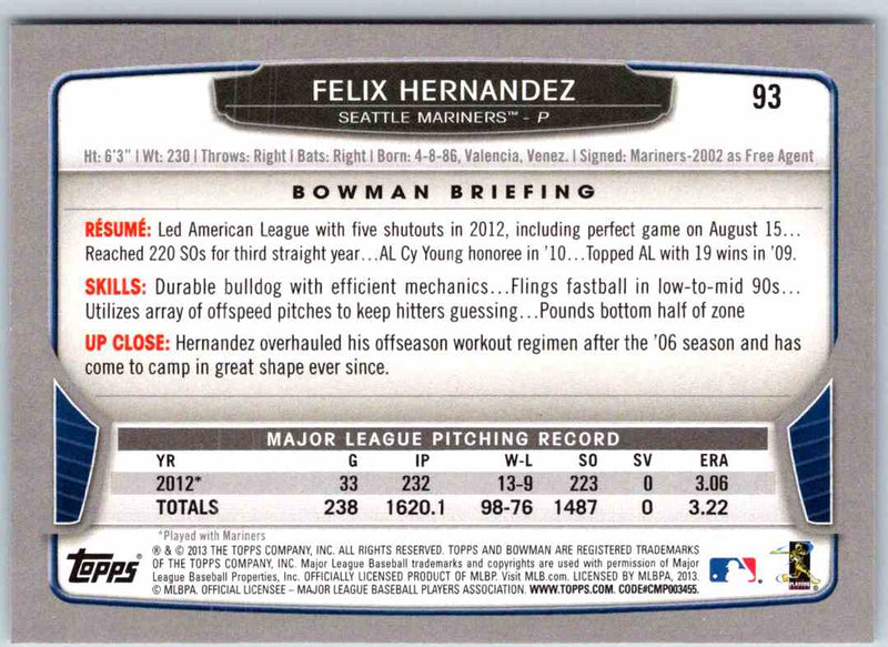 2014 Bowman Felix Hernandez