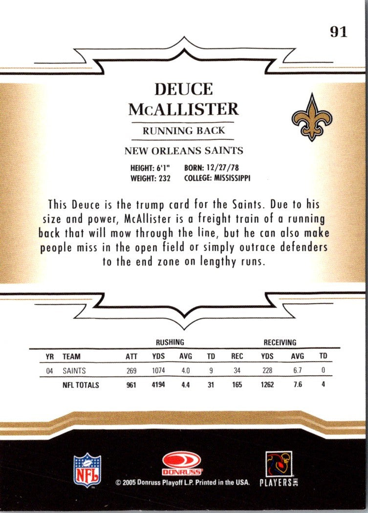 2005 Donruss Throwback Threads Deuce McAllister