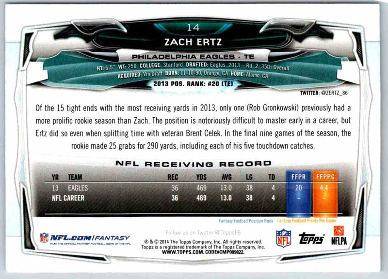 2014 Topps Zach Ertz