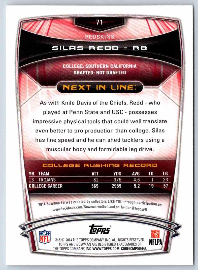 2014 Bowman Football Silas Redd