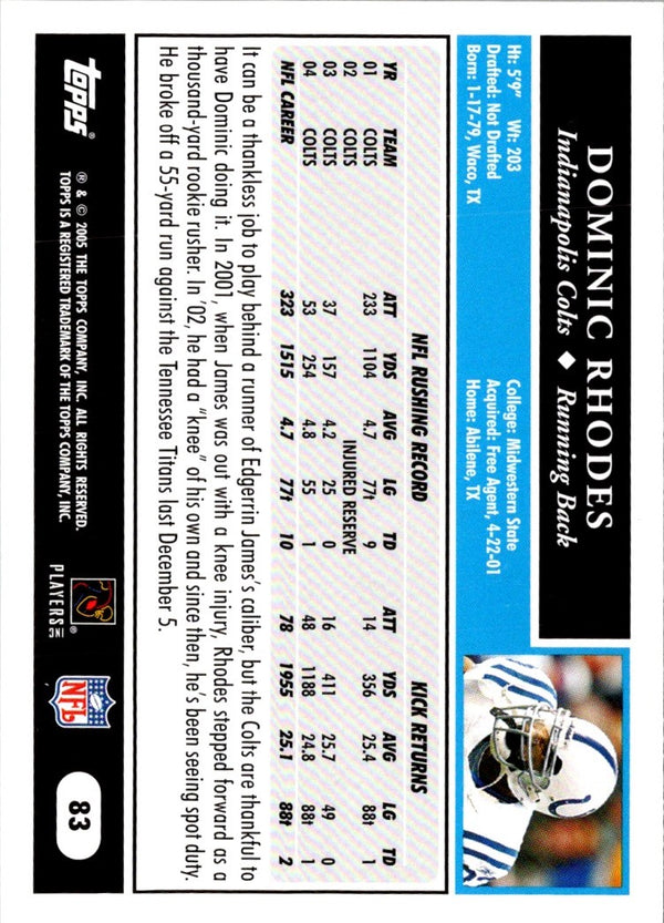 2005 Topps Dominic Rhodes #83