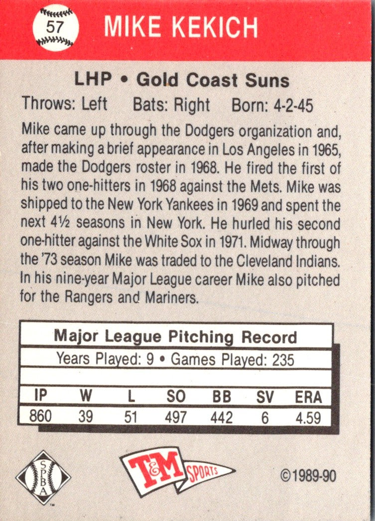 1989 T&M Senior League Mike Kekich