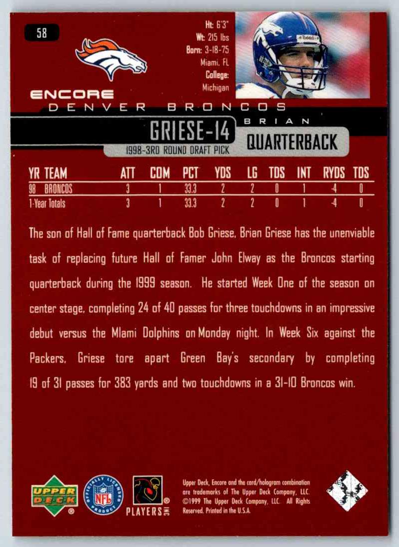 1999 Upper Deck Encore Brian Griese