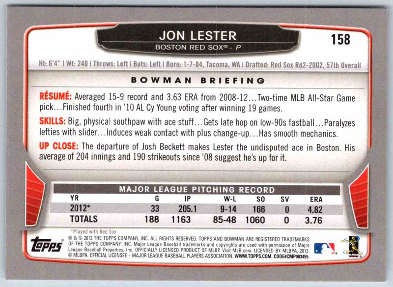 2013 Bowman Jon Lester