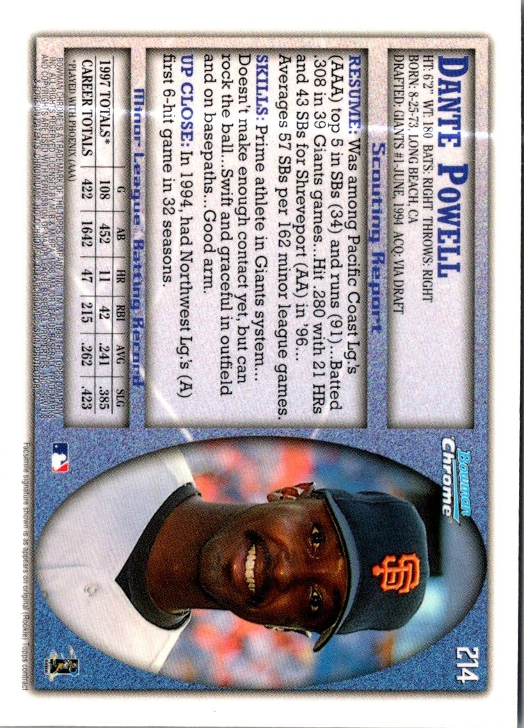 1998 Bowman Chrome Dante Powell